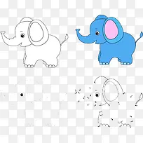 卡通大象填色画图片