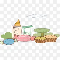 卡通房屋糖果