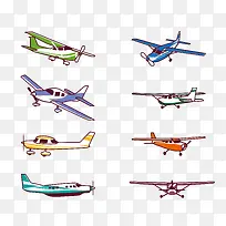 矢量彩色卡通复古飞机模型