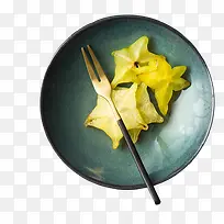 小清新典雅黄桃叉子水果叉摆盘实