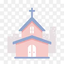 粉色卡通教堂矢量图