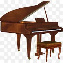 棕色木质三脚钢琴