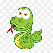 绿色手绘的卡通蛇