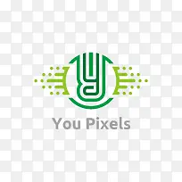 创意的黄绿色字母logo