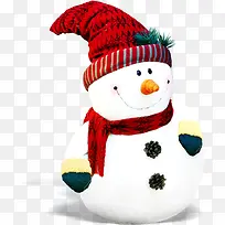 扁平风格创意合成带红色的围巾的雪人
