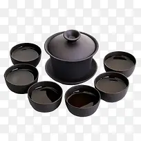 黑色陶瓷茶壶茶杯