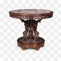 立体老红木雕圆台桌实物