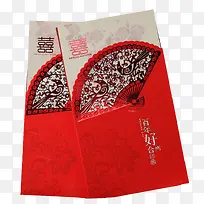 新中式镂空扇子喜帖邀请函