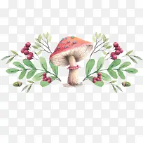 手绘水彩小蘑菇