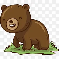矢量手绘棕色小熊