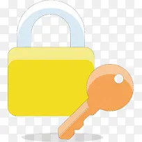 矢量图金黄色的锁和钥匙