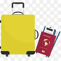 留学旅行创意黄色箱包护照图标矢