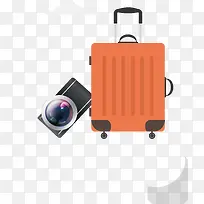 留学旅行创意红色旅行箱照相机图