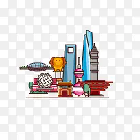 魔都+卡通风+旅行+地图
