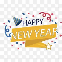 黄色庆祝新年快乐标题