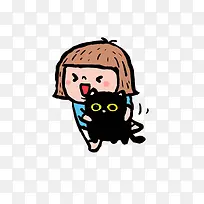 抱着猫咪的小姑娘素材图片