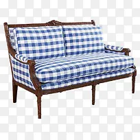 蓝白格子沙发