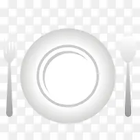矢量白色盘子餐具