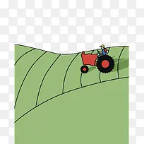 卡通插图农地拖拉机
