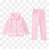 粉色卡通口袋儿童睡衣
