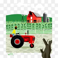 插图机械耕种农地