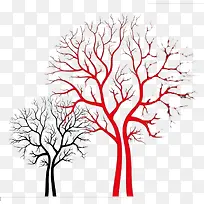 黑红色树免扣素材