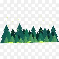 平面卡通树林树丛丛林手绘绿色卡