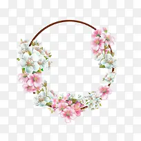 粉嫩白色圆形装饰花环