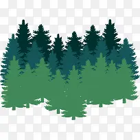 树林层次平面手绘绿色卡通树林