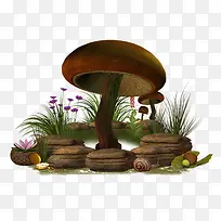 卡通森林里的蘑菇