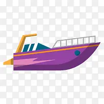 手绘卡通紫色快艇