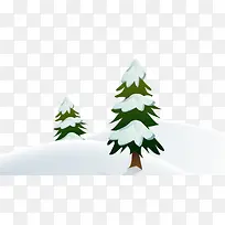 免抠雪地里的绿色的树