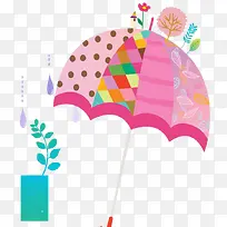 雨 手绘 雨伞 糖果色 卡通 