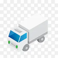 立体白色真实厢货卡车