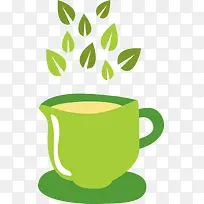 绿色立体茶叶茶杯
