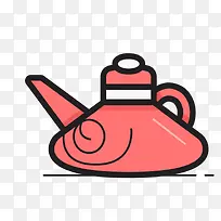 红色卡通茶壶