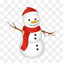 一个扁平化红色围巾的雪人