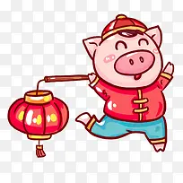 2019猪年彩绘猪提灯笼过新年