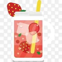 矢量图冰块草莓汁