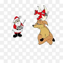 圣诞老人和驯鹿矢量图
