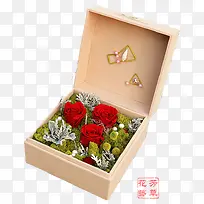 红色花朵花盒礼物