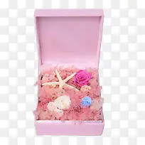 永生花礼盒粉色方形绒布花盒