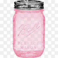 英文图案的粉色玻璃罐