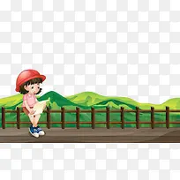 小孩在草原看地图