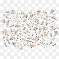 圣诞节手绘树叶花纹