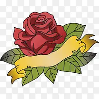 玫瑰花彩带标题框