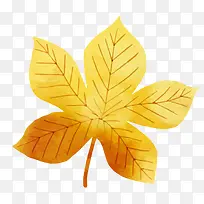 一片手绘的金黄色的叶子