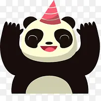 可爱带生日帽的大熊猫