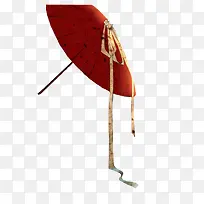 带带子的红色花折伞