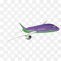 绿紫色卡通客机飞机